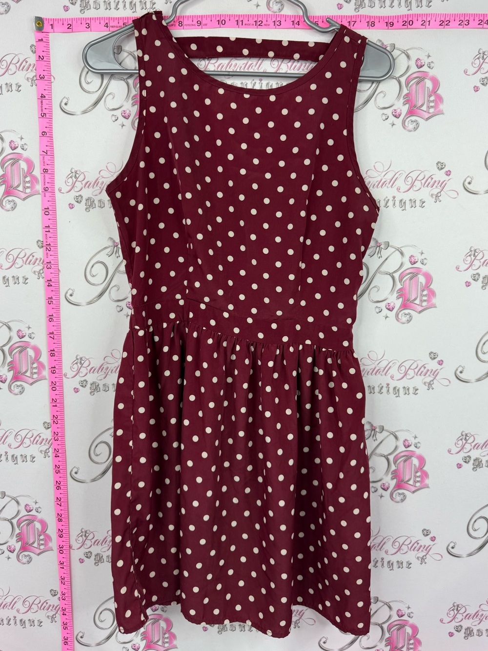 ESTAM dress polka dot Sleeveless Burgundy Polka Dot Mini Dress